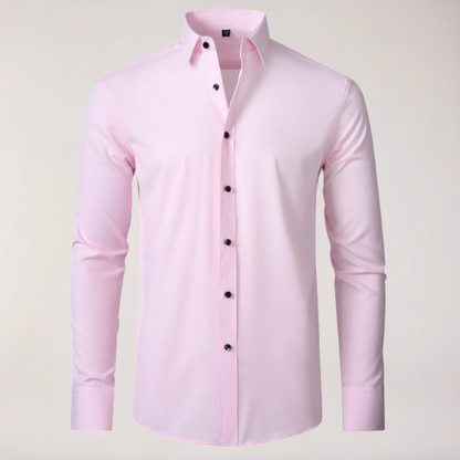 Men's Stretch Button-Up Shirt – Slim Fit Long Sleeve Dress Shirt for Business & Casual Wear