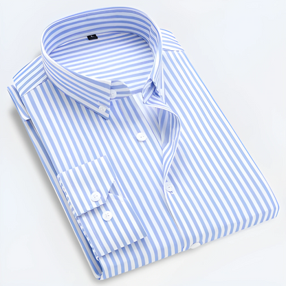 Men’s Striped Long Sleeve Shirt – Smart Casual Button-Up in Multiple Colours