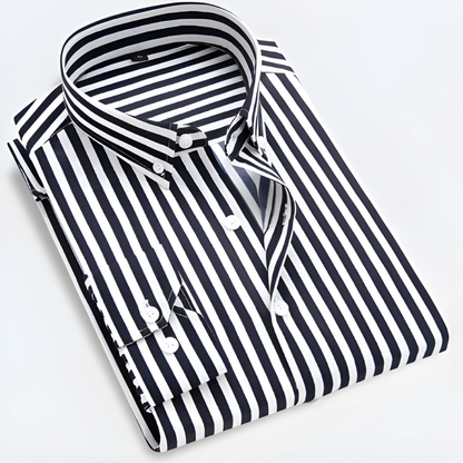 Men’s Striped Long Sleeve Shirt – Smart Casual Button-Up in Multiple Colours