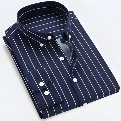 Men’s Striped Long Sleeve Shirt – Smart Casual Button-Up in Multiple Colours