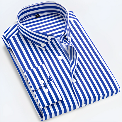 Men’s Striped Long Sleeve Shirt – Smart Casual Button-Up in Multiple Colours