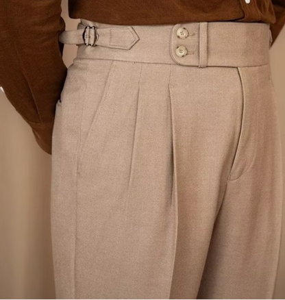 Men’s Tailored Trousers – Classic Side-Tab Formal Tapered Fit