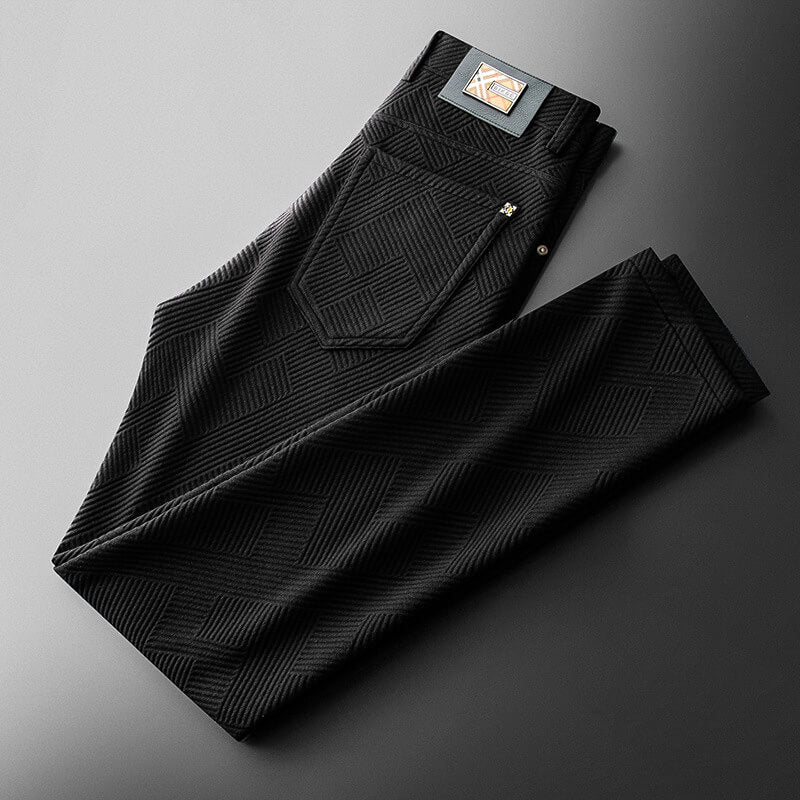 Men’s Textured Trousers – Geometric Pattern Design