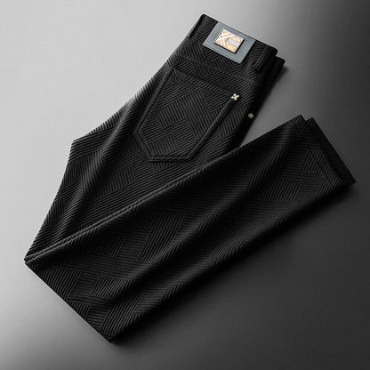 Men’s Textured Trousers – Geometric Pattern Design