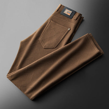 Men’s Textured Trousers – Geometric Pattern Design
