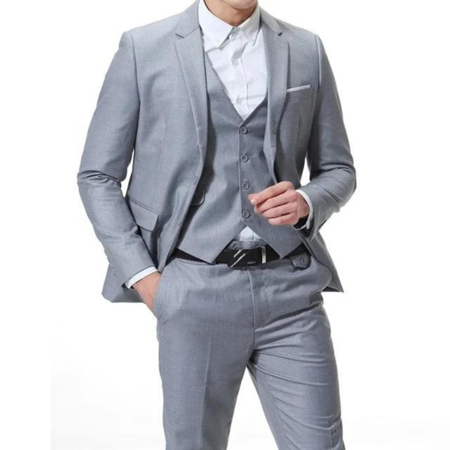 Men’s Three-Piece Suit – Single-Button Black Formal Set