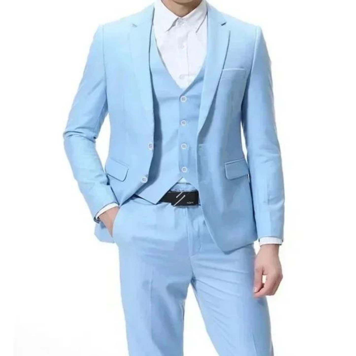 Men’s Three-Piece Suit – Single-Button Black Formal Set