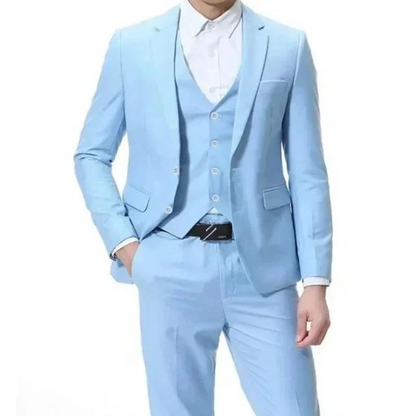 Men’s Three-Piece Suit – Single-Button Black Formal Set