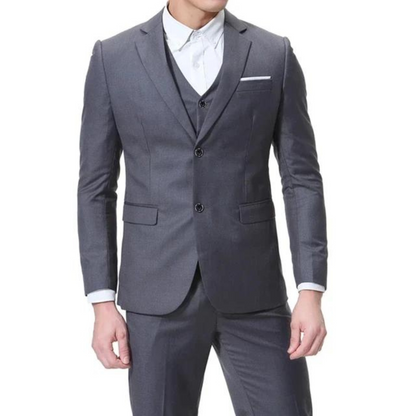 Men’s Three-Piece Suit – Single-Button Black Formal Set