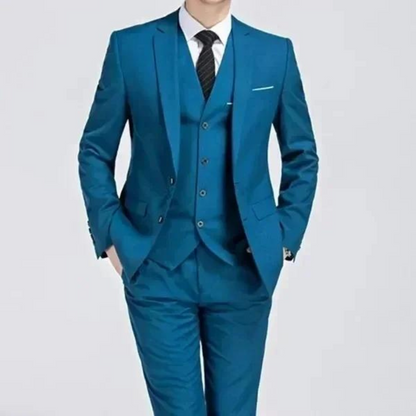 Men’s Three-Piece Suit – Single-Button Black Formal Set