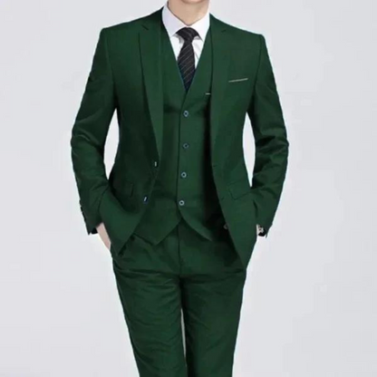 Men’s Three-Piece Suit – Single-Button Black Formal Set