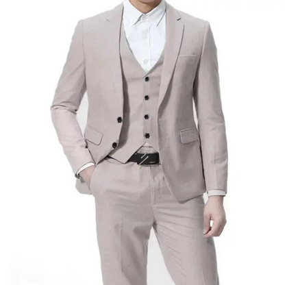 Men’s Three-Piece Suit – Single-Button Black Formal Set