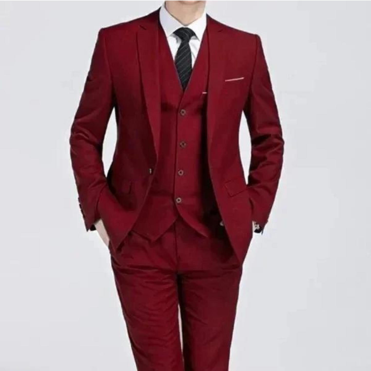 Men’s Three-Piece Suit – Single-Button Black Formal Set