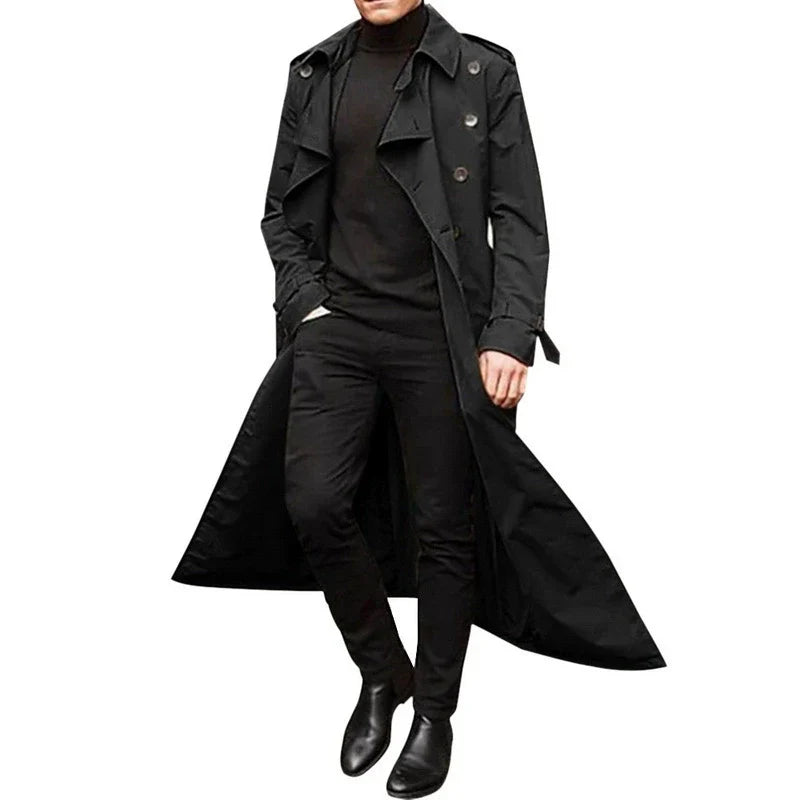 Men’s Trench Coat – Tailored Fit – Double-Breasted – Notched Lapels – Epaulettes