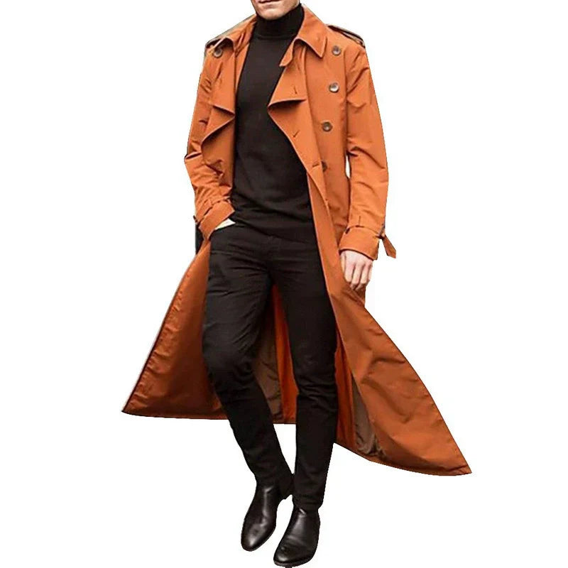 Men’s Trench Coat – Tailored Fit – Double-Breasted – Notched Lapels – Epaulettes