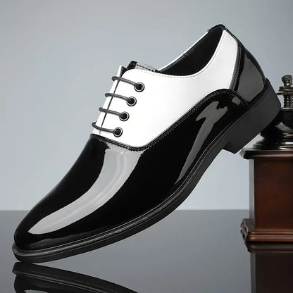 Men’s Two-Tone Patent Lace-Up Dress Shoes - Preppy Style