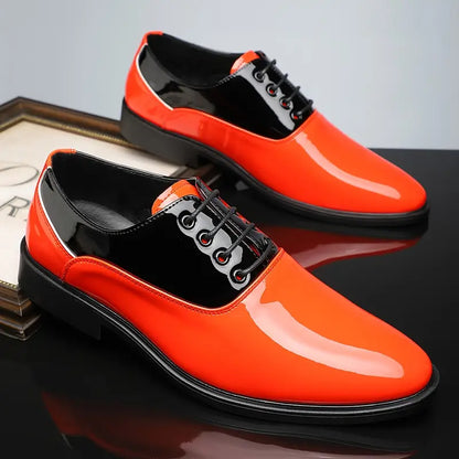 Men’s Two-Tone Patent Lace-Up Dress Shoes - Preppy Style