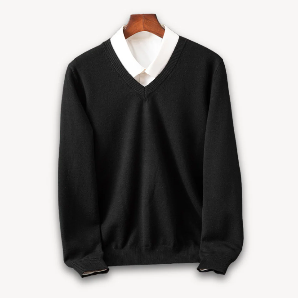 Men’s V-neck Sweater – Slim Fit – Wool Blend – Lightweight Breathable Casual Formal