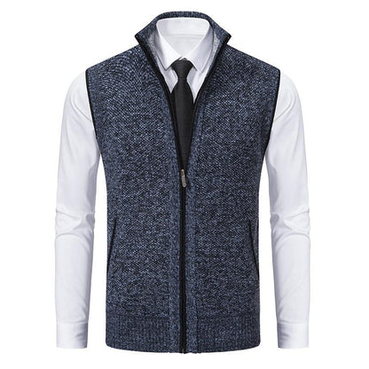 Cevori Zip Knit Gilet Mock Neck