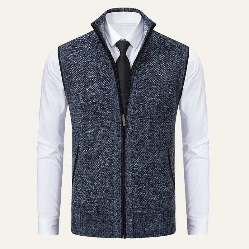 Men’s Textured Knit Zip Sweater Vest
