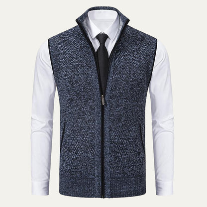 Men’s Textured Knit Zip Sweater Vest
