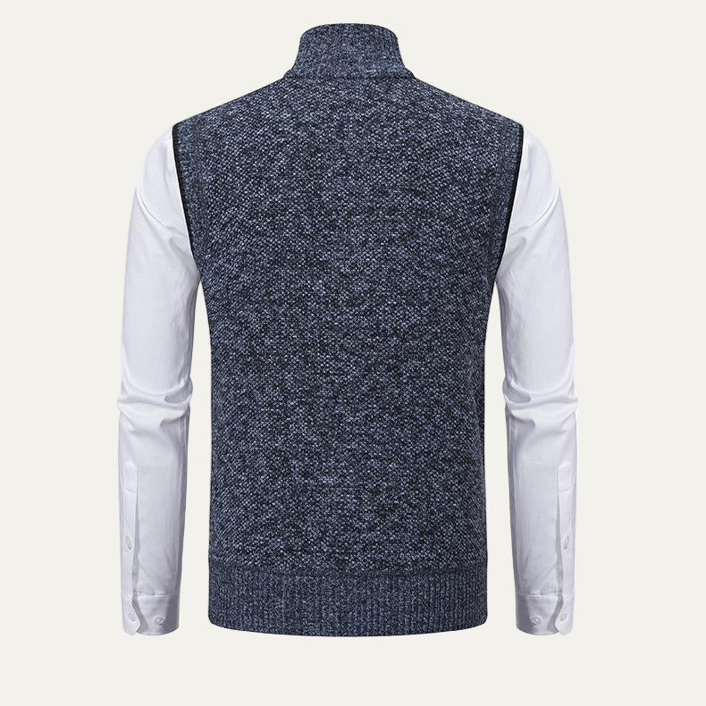Men’s Textured Knit Zip Sweater Vest