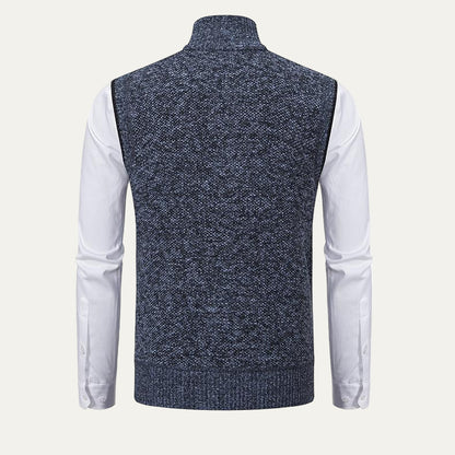 Men’s Textured Knit Zip Sweater Vest