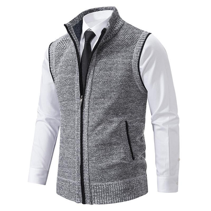 Cevori Zip Knit Gilet Mock Neck