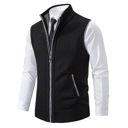 Cevori Zip Knit Gilet Mock Neck