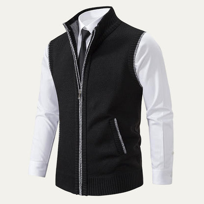 Men’s Textured Knit Zip Sweater Vest