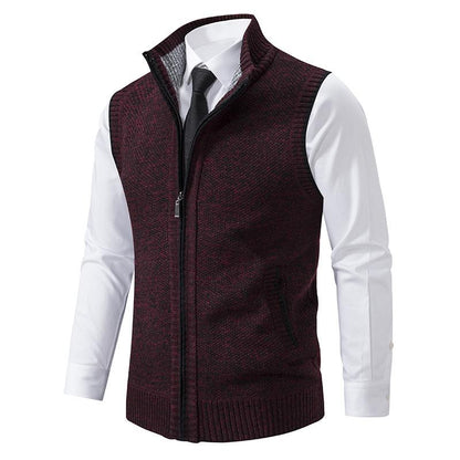 Cevori Zip Knit Gilet Mock Neck