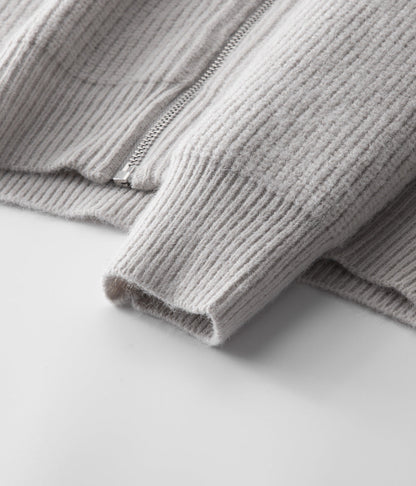 Men’s Ribbed Zip-Through Cardigan Funnel Neck Sweater