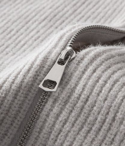 Men’s Ribbed Zip-Through Cardigan Funnel Neck Sweater