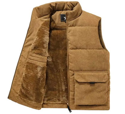 Mens Fur-Lined Curdoroy Gilet Bodywarmer
