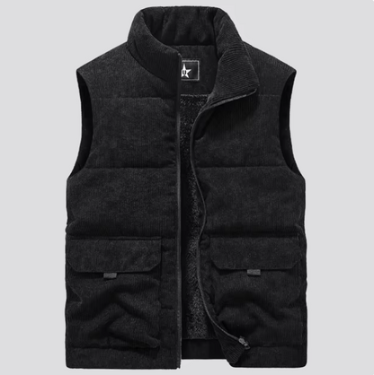 Mens Fur-Lined Curdoroy Gilet Bodywarmer