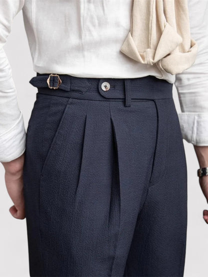 Men’s High-Waisted Pleated Trousers