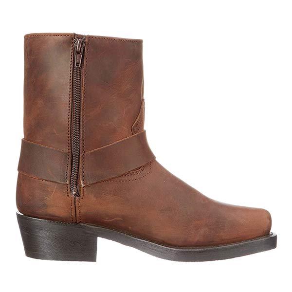 Mid-Cut Black Biker Boots for Women with Harness Detail – Stylish Moto Footwear