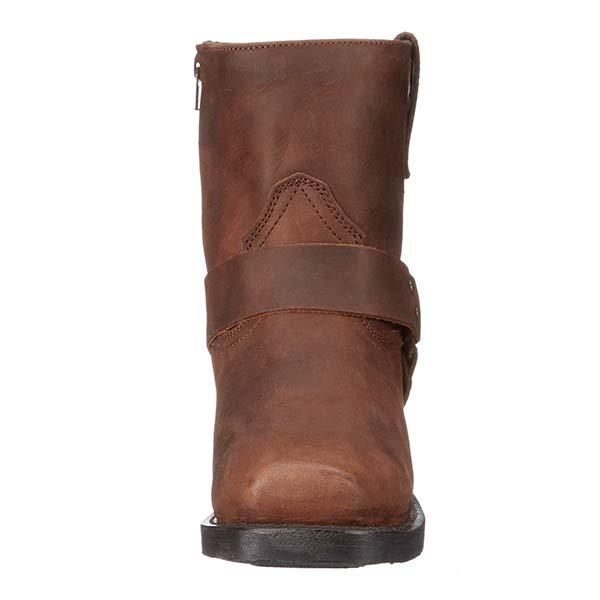 Mid-Cut Black Biker Boots for Women with Harness Detail – Stylish Moto Footwear
