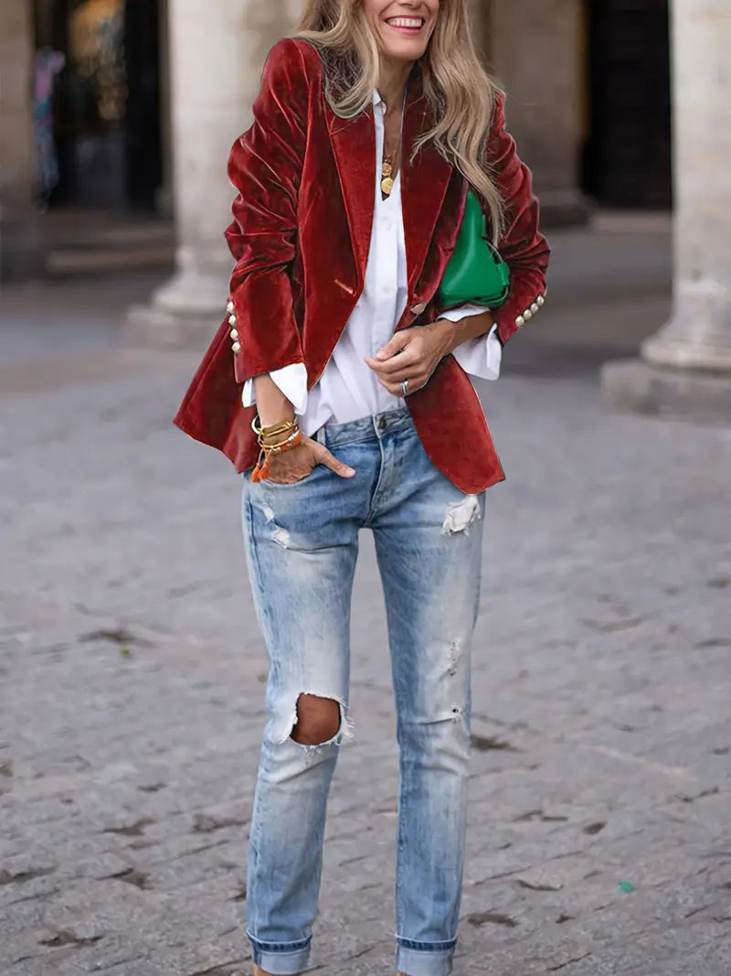 Millie – Women's Gold Buttons Blazer