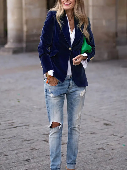 Millie – Women's Gold Buttons Blazer