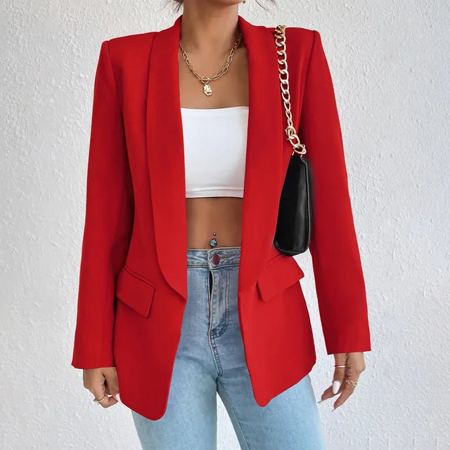 Women's Chic Fit Open Front Jacket with Pockets