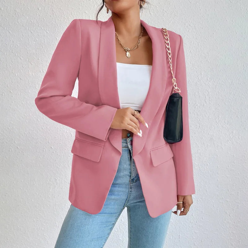 Women's Chic Fit Open Front Jacket with Pockets