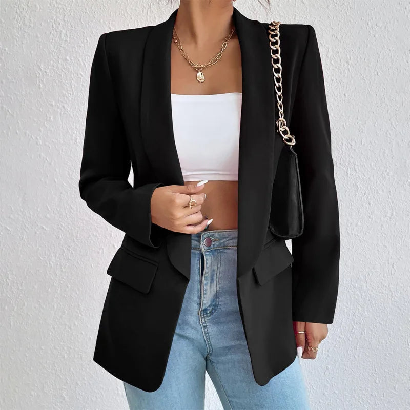 Women's Chic Fit Open Front Jacket with Pockets