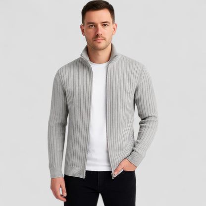 Modern Ribbed Zip Knit Cardigan for Men