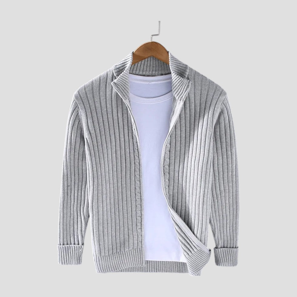 Modern Ribbed Zip Knit Cardigan for Men