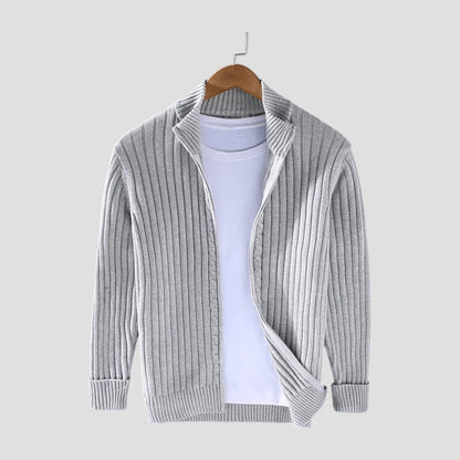Modern Ribbed Zip Knit Cardigan for Men
