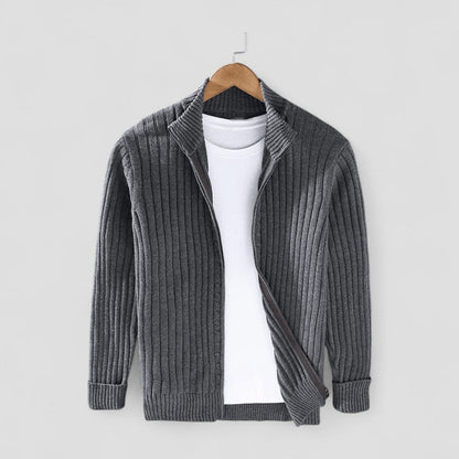 Modern Ribbed Zip Knit Cardigan for Men