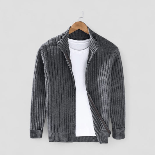 Modern Ribbed Zip Knit Cardigan for Men