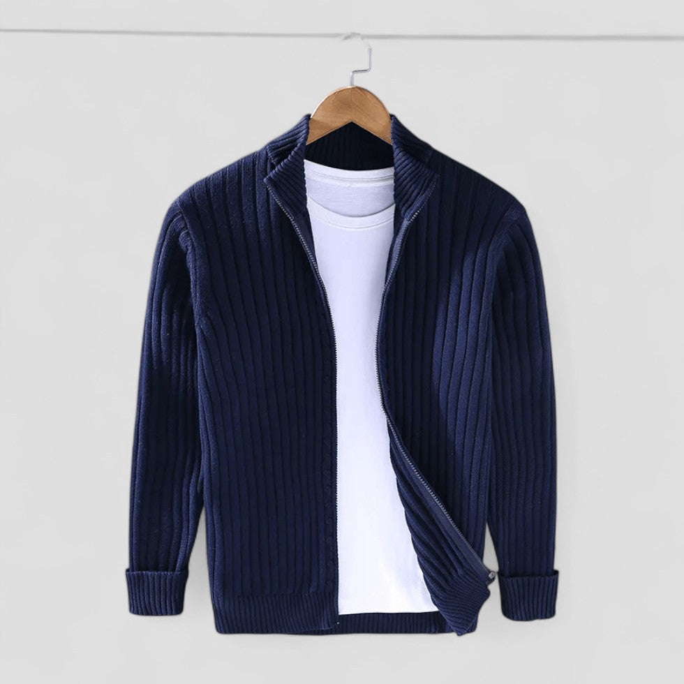 Modern Ribbed Zip Knit Cardigan for Men