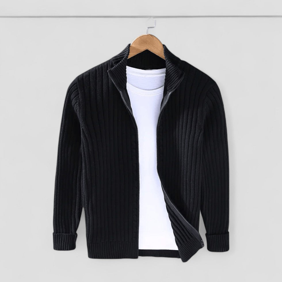 Modern Ribbed Zip Knit Cardigan for Men